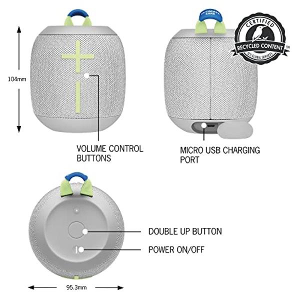Ultimate Ears WONDERBOOM 3 Waterproof/Dustproof Mini Speaker - Joyous Brights Grey (Renewed)