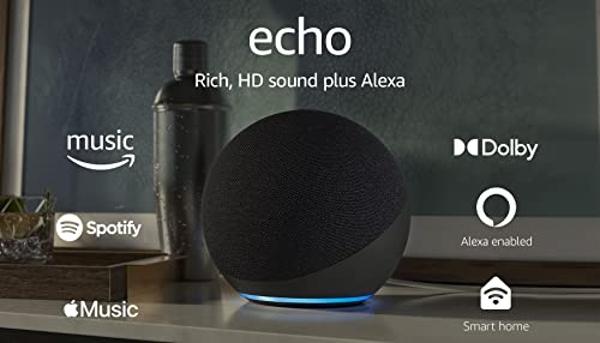Amazon Echo (newest model), Alexa speaker with premium sound, Ideal for large bedrooms, living rooms and kitchens, Charcoal