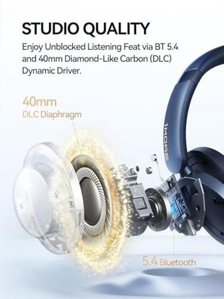 1MORE SonoFlow-Pro Noise Cancelling Headphones - HQ51 Over Ear Bluetooth Headphones with LDAC for Hi-Res Wireless Audio,100H Playtime,Bluetooth 5.4,QuietMax ANC, Comfortable Fit,Cl