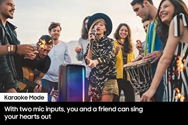 SAMSUNG MX-ST50B Sound Tower High Power Audio, 240W Floor Standing Speaker, Bi-Directional Sound, Built-In Battery, IPX5 Water Resistant, Party Light+, Bluetooth Multi-Connection, 