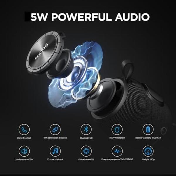 Sanag Portable Speaker, Bluetooth 5.0 Dual Pairing Wireless Mini Speaker, 360 HD Surround Sound & Rich Stereo Bass 24H Playtime IP67 Waterproof for Travel Outdoors Home and Party B