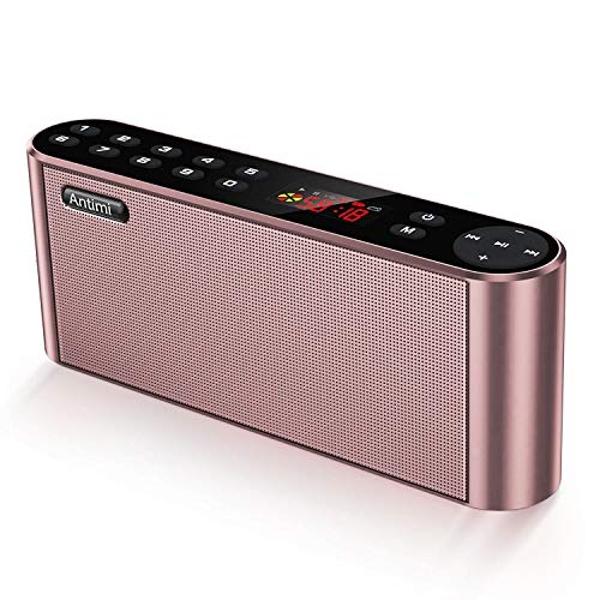 Antimi Bluetooth Speaker,FM Radio Player,MP3 Player Stereo Portable Wireless Speaker Drivers with HD Sound, Built-in Microphone, High Definition Audio and Enhanced Bass(Black) (Pin