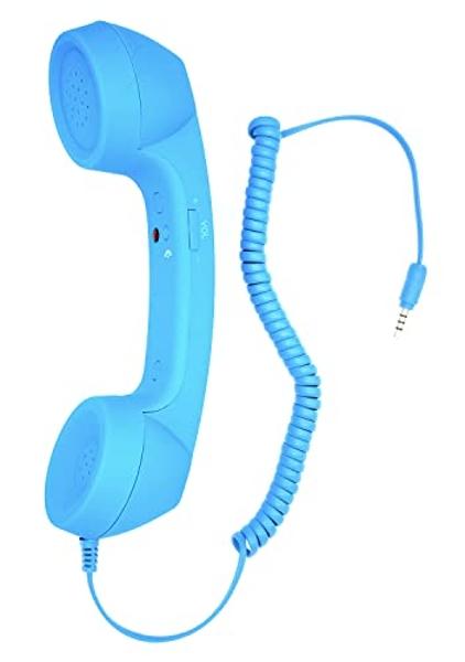 YTYKINOY Retro 3.5mm Telephone Handset Cell Phone Receiver Mic Microphone Speaker for iPhone iPad Mobile Phones Cellphone Smartphone (Sky Blue)