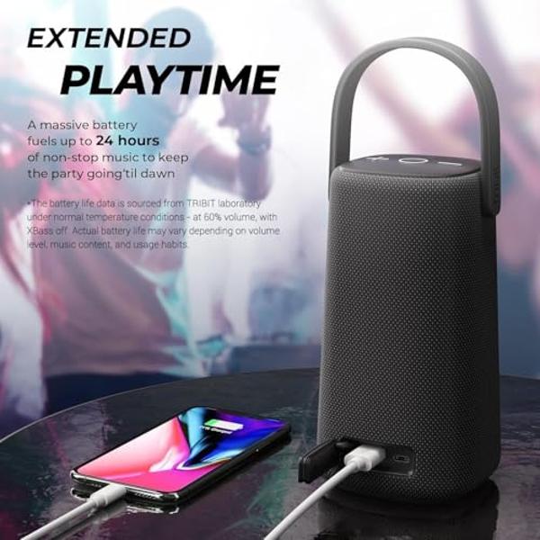 Tribit StormBox Pro Portable Bluetooth Speaker with High Fidelity 360 Sound, Bluetooth 5.3, 3 Drivers with 2 Passive Radiators, Built-in XBass, 24H Playtime, IP67 Waterproof for Ou