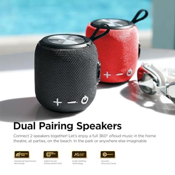 Sanag Portable Speaker, Bluetooth 5.0 Dual Pairing Wireless Mini Speaker, 360 HD Surround Sound & Rich Stereo Bass 24H Playtime IP67 Waterproof for Travel Outdoors Home and Party B
