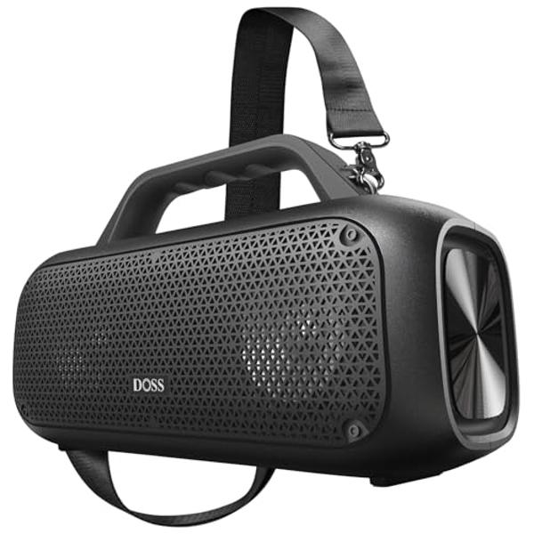DOSS Extreme Boom Outdoor Bluetooth Speaker with 60W Mighty Sound, Deep Bass, 30H Playtime,10400mAh Power Bank, BT 5.3, IPX6 Waterproof, Portable Strap for Camping, Pool, Beach, Ga