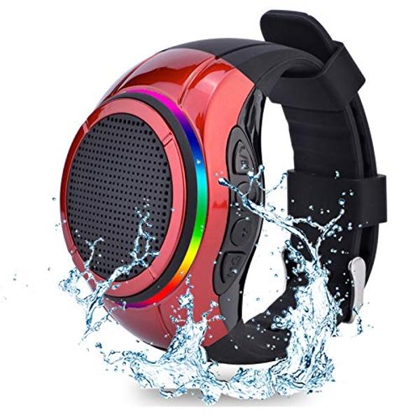 Frewico Wearable Portable Waterproof Bluetooth Speaker Watch X10 Clip Speaker MP3 Player Handsfree Clear Call Speakerphone,TWS,SD Card Slot,Selfie for Working, Running, Cycling(Red