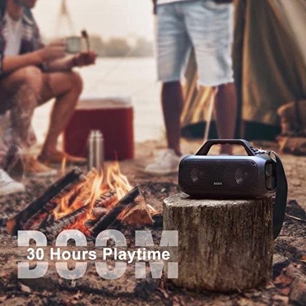 DOSS Extreme Boom Outdoor Bluetooth Speaker with 60W Mighty Sound, Deep Bass, 30H Playtime,10400mAh Power Bank, BT 5.3, IPX6 Waterproof, Portable Strap for Camping, Pool, Beach, Ga