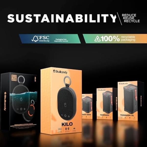 Skullcandy Kilo Wireless Bluetooth Speaker Bundle - (2) IPX7 Waterproof Mini Bluetooth Speakers with 24 Hour Battery, Downward Firing Passive Radiators, and True Wireless Pairing