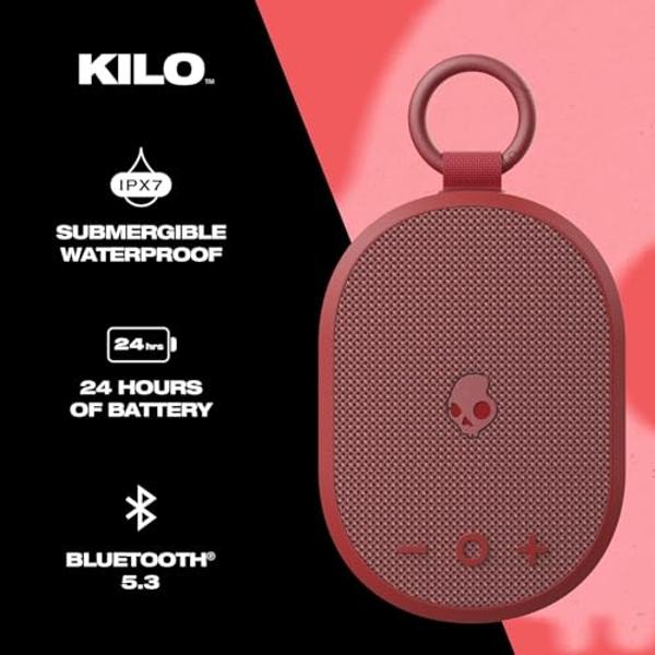 Skullcandy Kilo Wireless Bluetooth Speaker Bundle - (2) IPX7 Waterproof Mini Bluetooth Speakers with 24 Hour Battery, Downward Firing Passive Radiators, and True Wireless Pairing