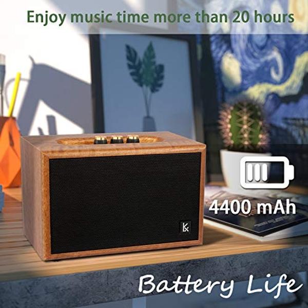 Retro Wooden Bluetooth Speaker, KONEX 40W Vintage Portable Wireless Speaker, Bluetooth 4.2 Heavy Bass Music Player, 20H Long Playtime, Outdoor Speaker for Home, Office, Party, Gift