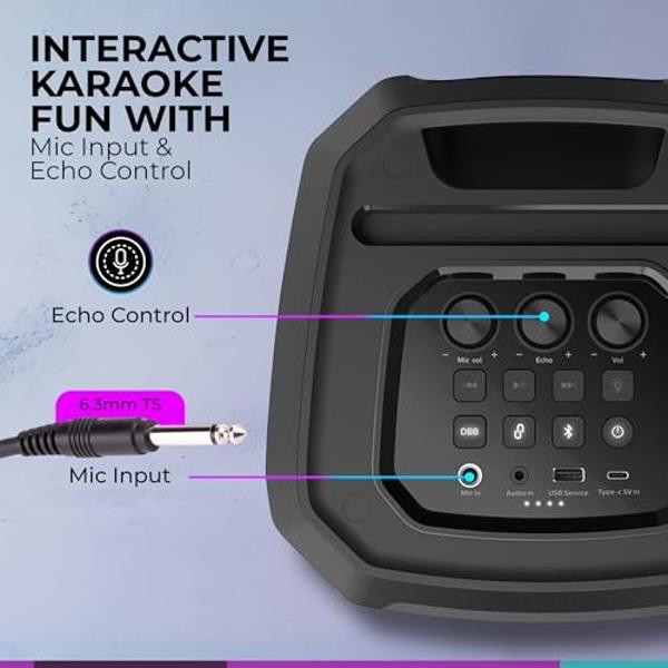 Philips Bluetooth Party Speaker, Dynamic Bass Boost, Bluetooth and Aux-in, Microphone Input, Wireless Pairing for Stereo Sound, Up to 7 Hours Battery, Built-in Carry Handle, USB-C 