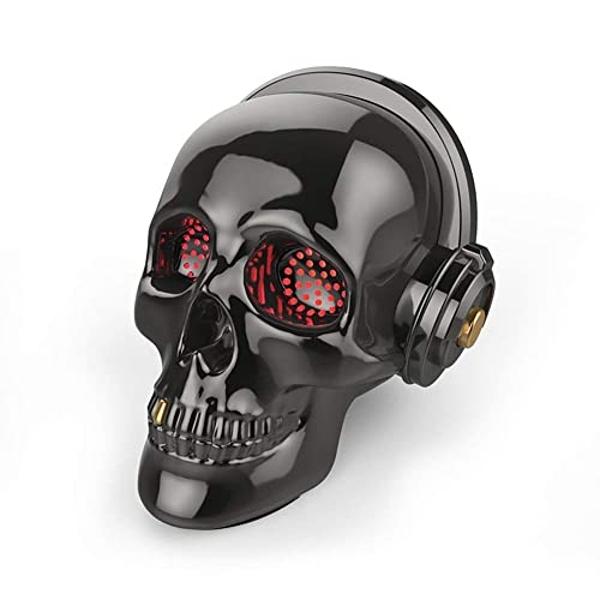 YSEECHENS Skull Bluetooth Speaker Novelty Skeleton Unique Wireless Portable Speakers with Eyes Lights (Gray)