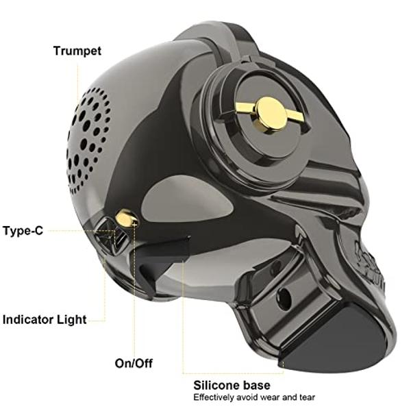 YSEECHENS Skull Bluetooth Speaker Novelty Skeleton Unique Wireless Portable Speakers with Eyes Lights (Gray)