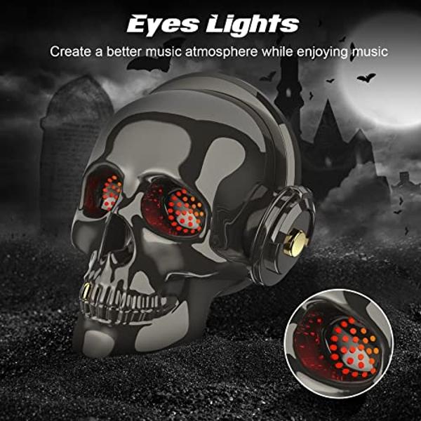 YSEECHENS Skull Bluetooth Speaker Novelty Skeleton Unique Wireless Portable Speakers with Eyes Lights (Gray)