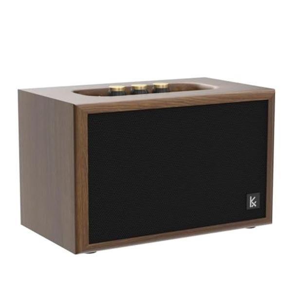 Retro Wooden Bluetooth Speaker, KONEX 40W Vintage Portable Wireless Speaker, Bluetooth 4.2 Heavy Bass Music Player, 20H Long Playtime, Outdoor Speaker for Home, Office, Party, Gift