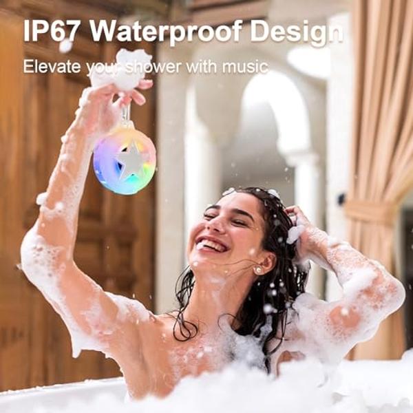 EBODA Bluetooth Shower Speaker, IP67 Waterproof Portable Speakers, Floating, TF Card, Small Outdoor Speaker with LED Light, True Wireless Stereo for Bike, Beach, Paddle Board, Kaya