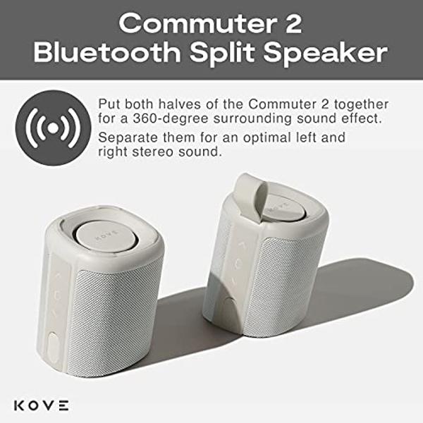 KOVE Commuter 2 Portable Speaker - Stone Bluetooth Speakers, Wireless with HD Louder Volume, Deep Bass Subwoofer, Microphone, IPX7 Water Resistant - Perfect Boom Box for Home, Outd