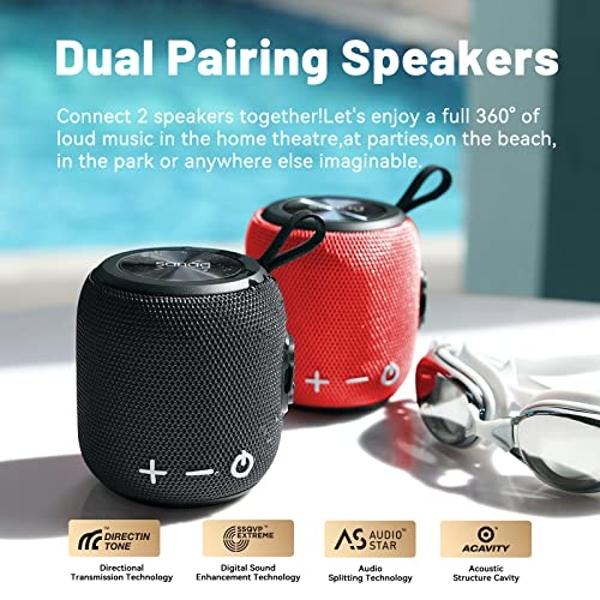 Sanag Portable Bluetooth Speaker Wireless Small Speaker Stereo Sound IP67 Waterproof for Outdoors Travel Home and Party Red
