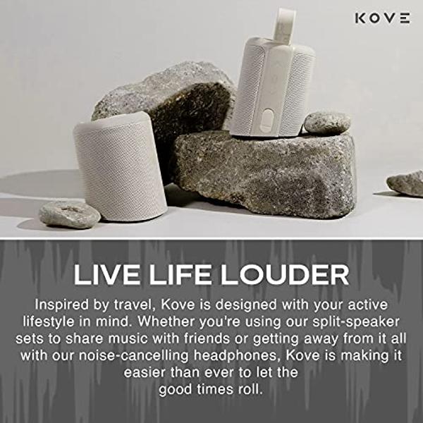 KOVE Commuter 2 Portable Speaker - Stone Bluetooth Speakers, Wireless with HD Louder Volume, Deep Bass Subwoofer, Microphone, IPX7 Water Resistant - Perfect Boom Box for Home, Outd