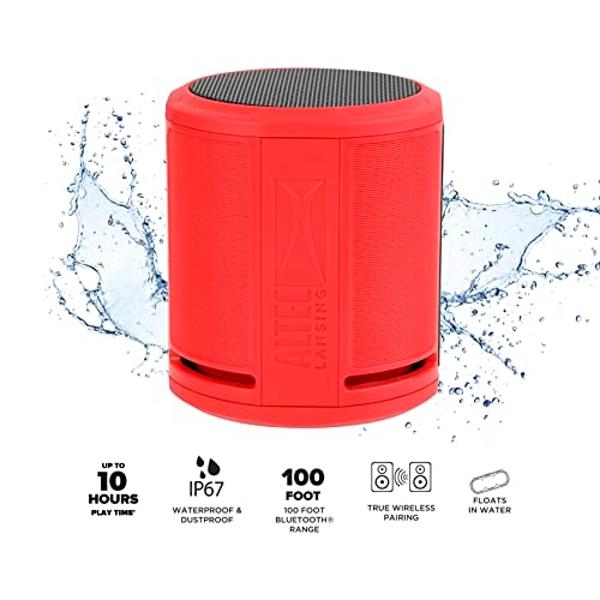 Altec Lansing HydraOrbit - Waterproof Bluetooth Speaker, Lightweight & Portable Speaker for Travel & Outdoor Use, Red
