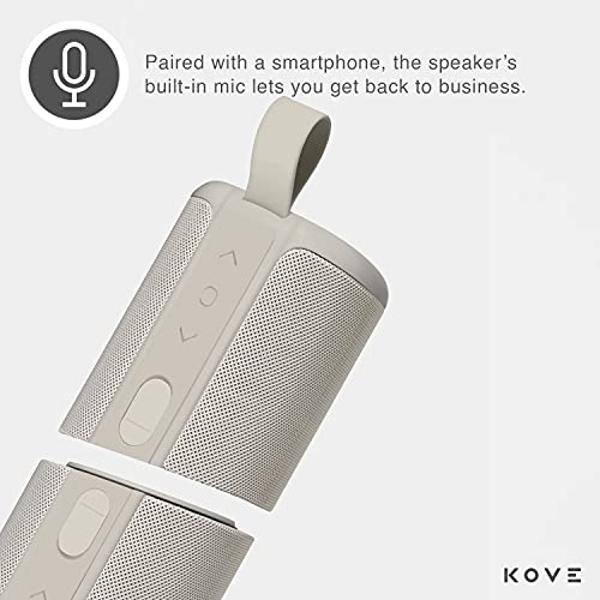 KOVE Commuter 2 Portable Speaker - Stone Bluetooth Speakers, Wireless with HD Louder Volume, Deep Bass Subwoofer, Microphone, IPX7 Water Resistant - Perfect Boom Box for Home, Outd