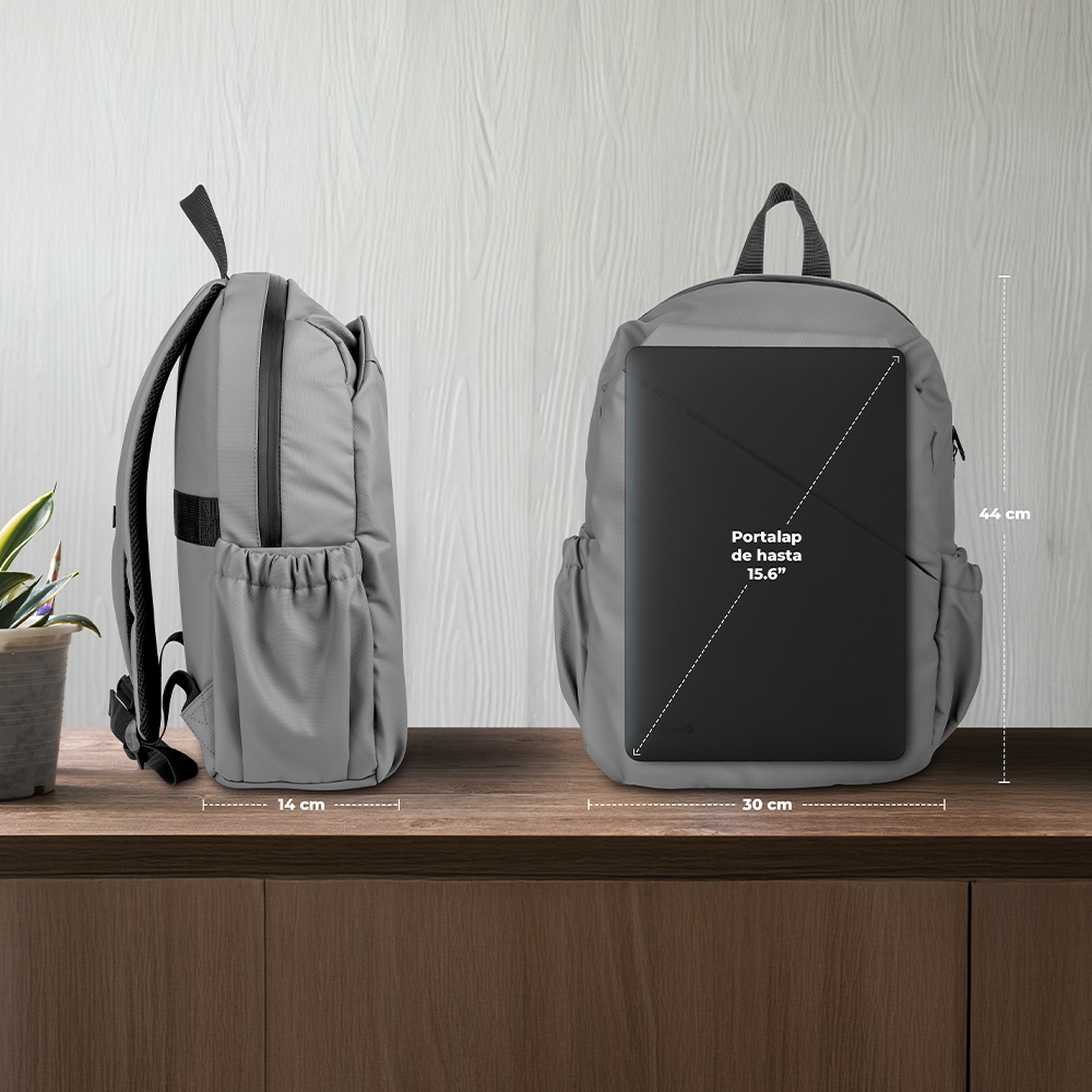 Mochila Techzone Style Backpack 16 Pulgadas Gris Gris Liso