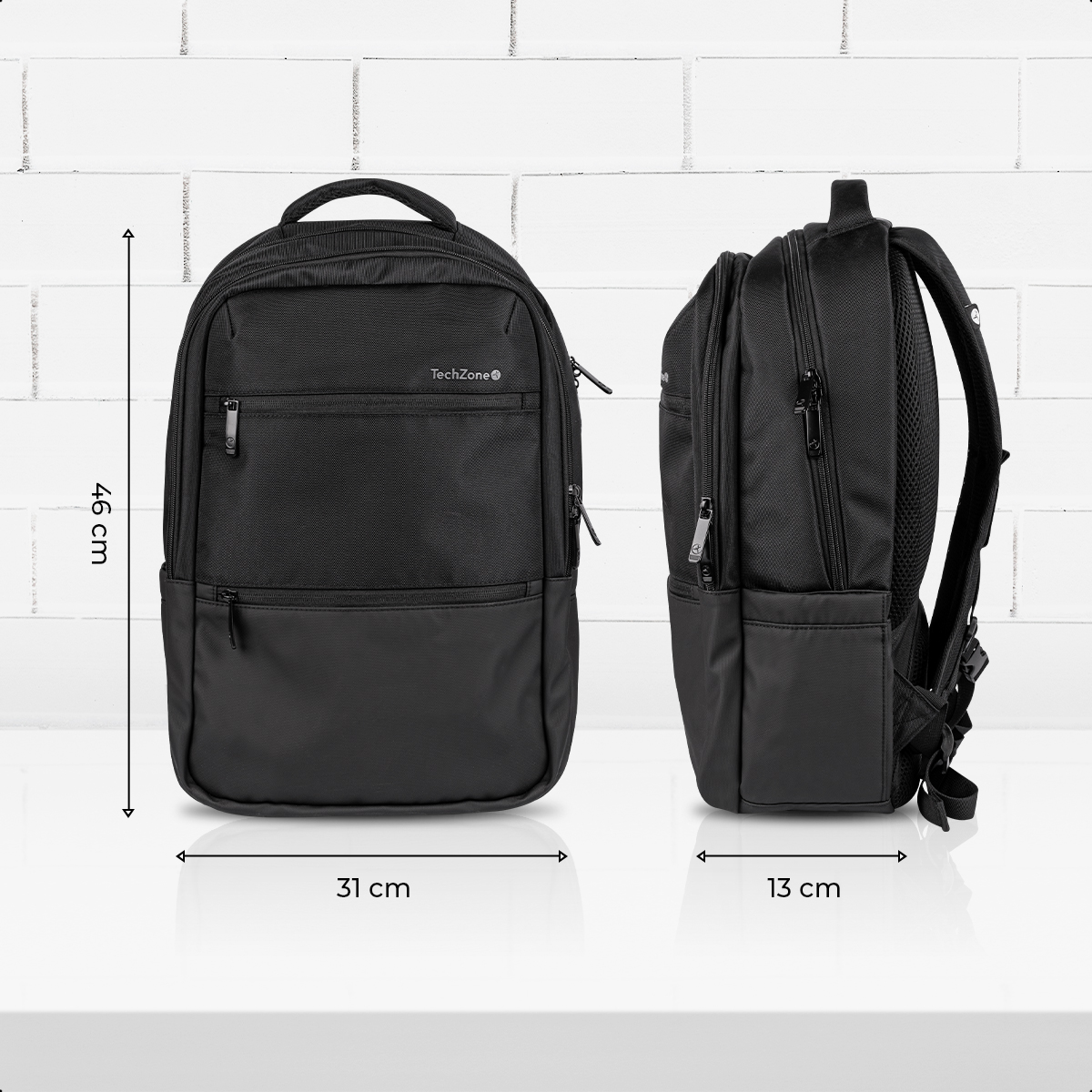 Mochila Ejecutiva Backpack Techzone Max Ii 16 Pulgadas Negro Liso