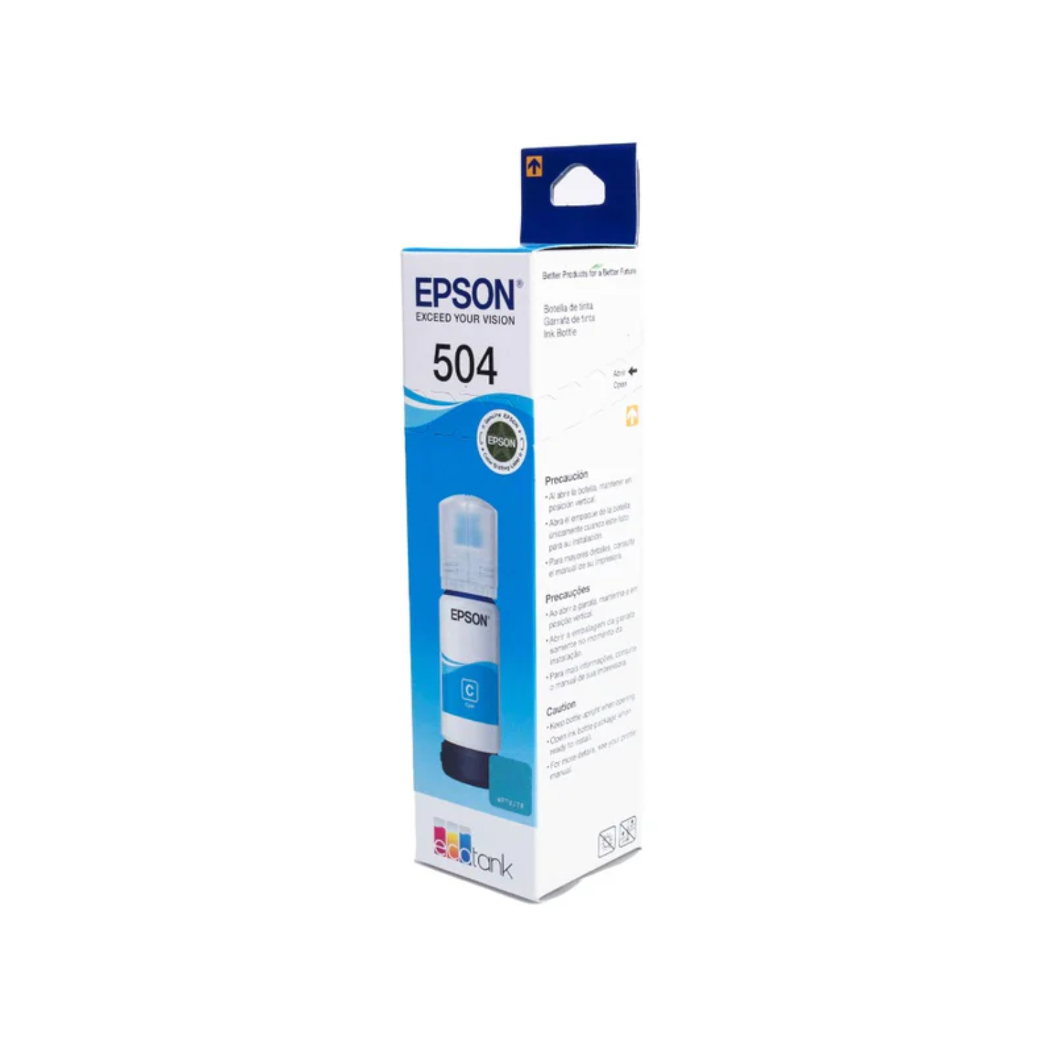 Tinta Epson Original T504 70ml EcoTank L4150/L4160 Color Cian