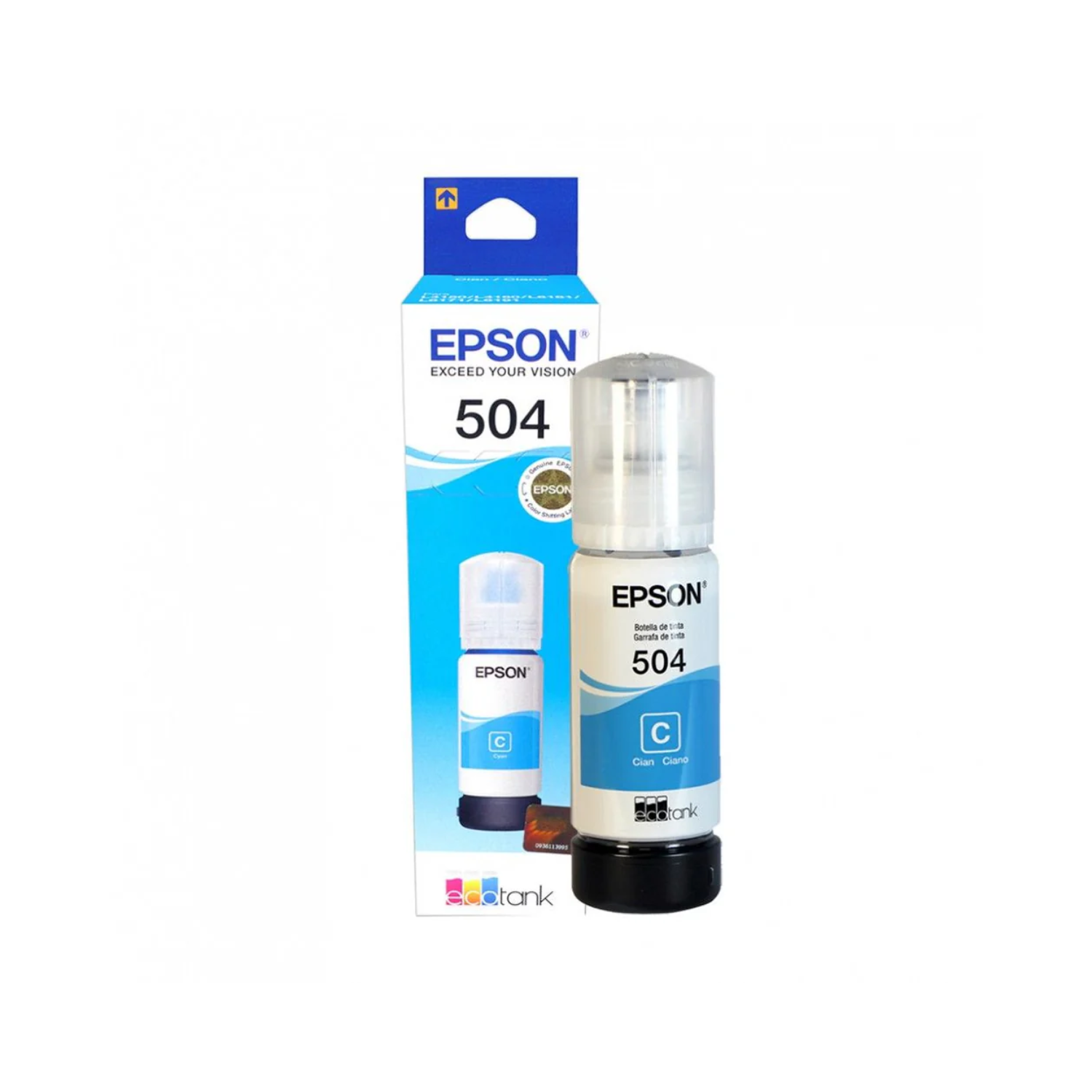 Tinta Epson Original T504 70ml EcoTank L4150/L4160 Color Cian