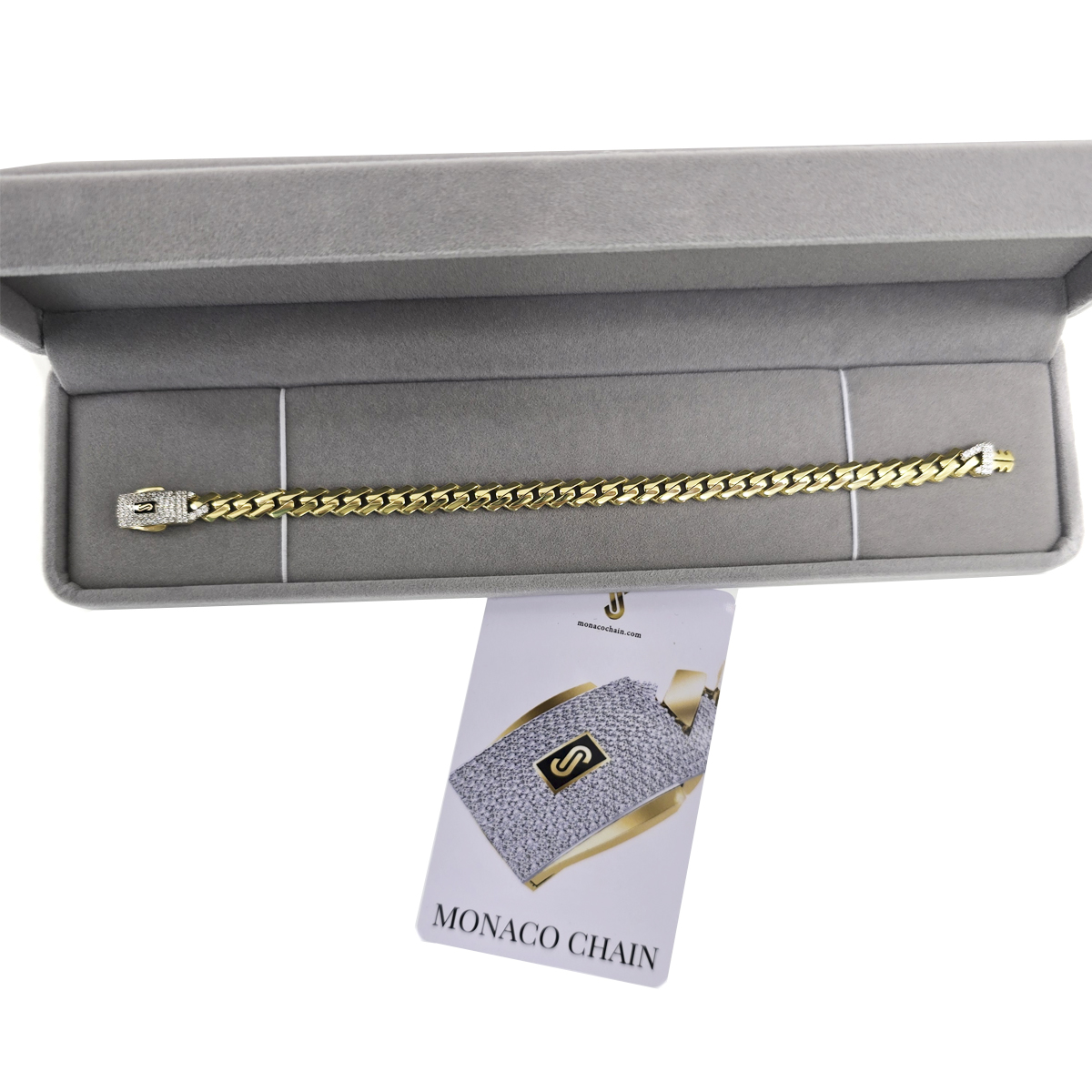 Pulso Monaco Edge 10k Liso Broche Caja Zirconia 6.5mm 18cm Amarillo 6.5 Mm 18 Cm