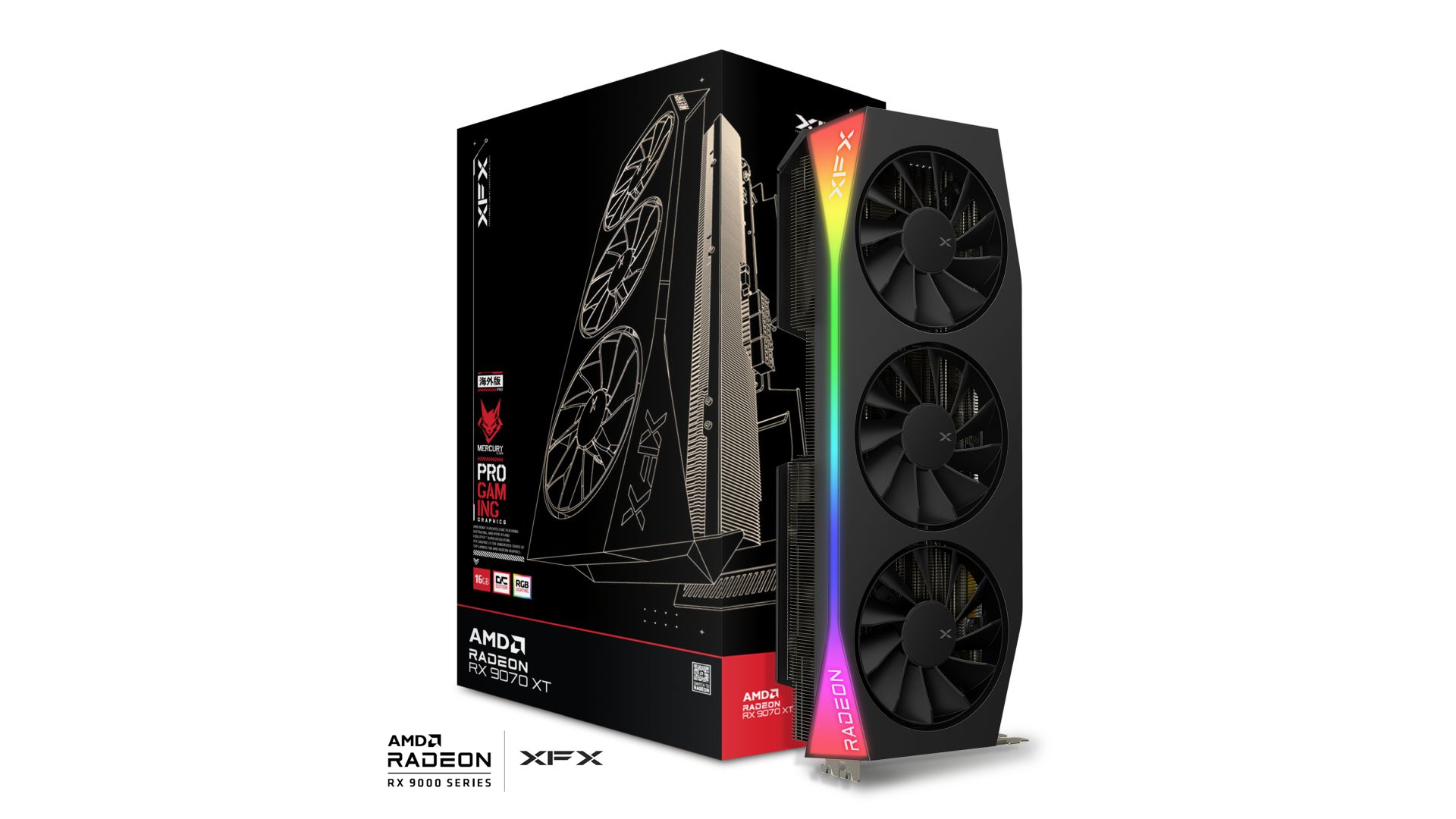 TVIDEO XFX RX 9070XT OC MERCURY RADEON GAMING RGB 16GB GDDR6 HDMI DP RX-97TRGBBB9