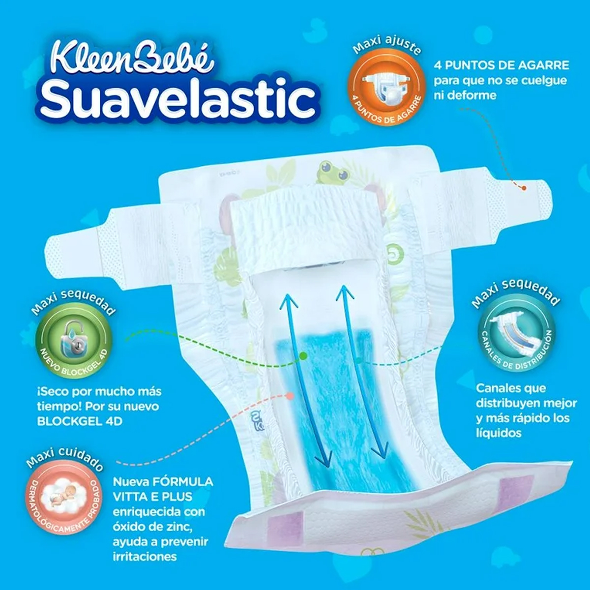 Pañal Kleen Bebé Suavelastic Etapa 5 Jumbo 90pz Stitch