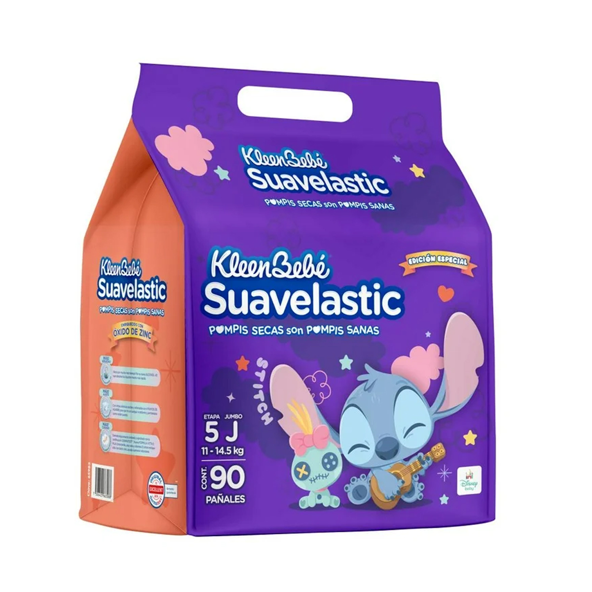 Pañal Kleen Bebé Suavelastic Etapa 5 Jumbo 90pz Stitch
