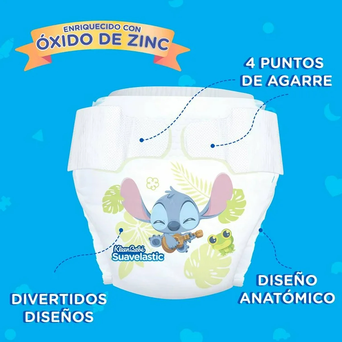 Pañal Kleen Bebé Suavelastic Etapa 5 Jumbo 90pz Stitch