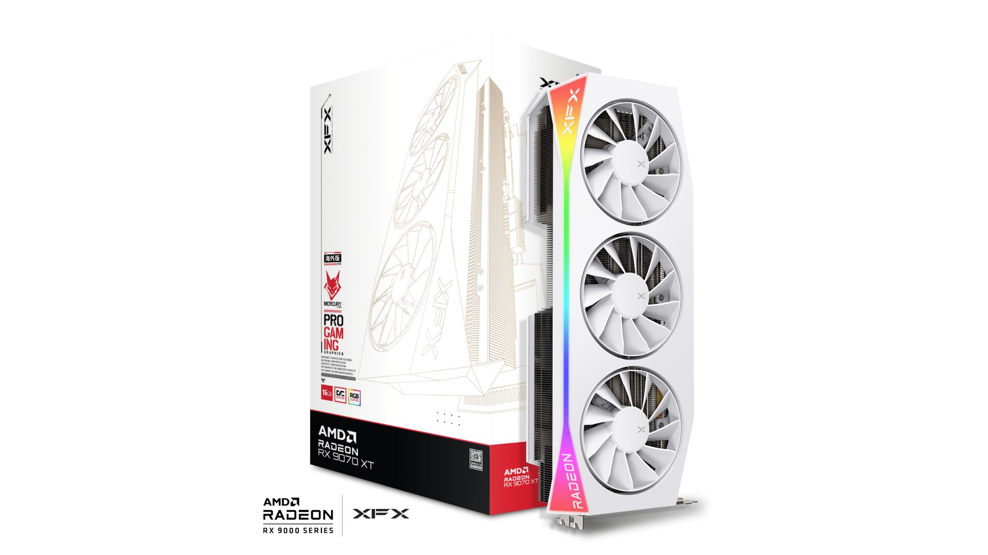 TVIDEO XFX RX 9070XT OC MERCURY RADEON GAMING RGB 16GB GDDR6 HDMI DP RX-97TRGBBW9