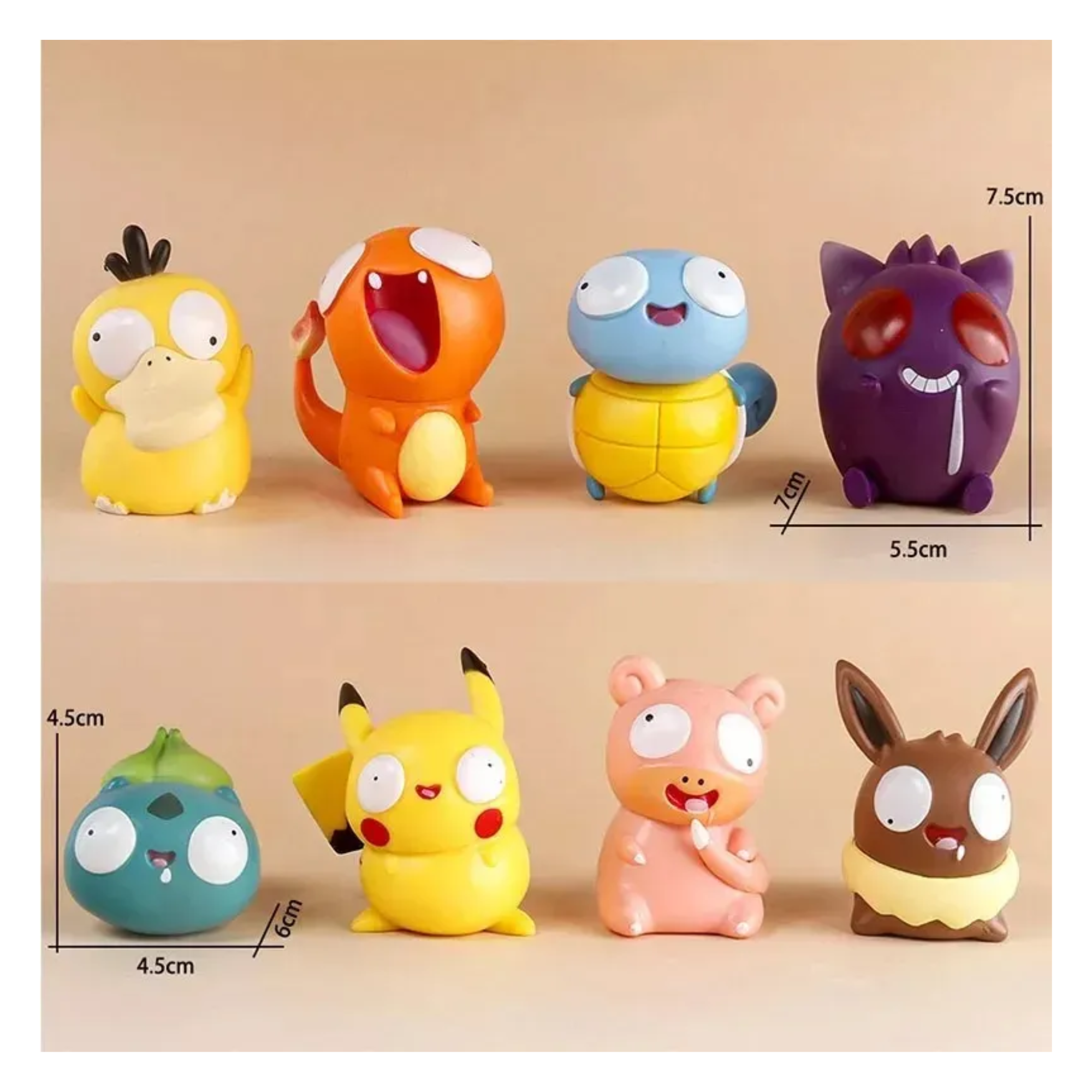 Mr Gadgets Set 8 Figuras Pokemon Silly Dumb Pikachu Muñecos Gengar