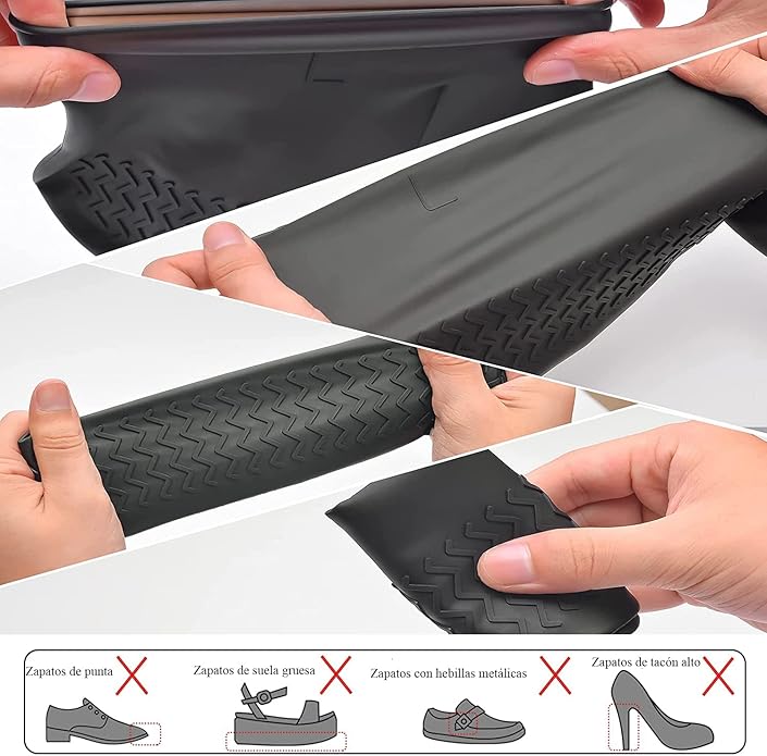 Cubrecalzado Para Lluvia Impermeable de Silicona, Tenis Zapatos y Botas, Protector Antideslizante