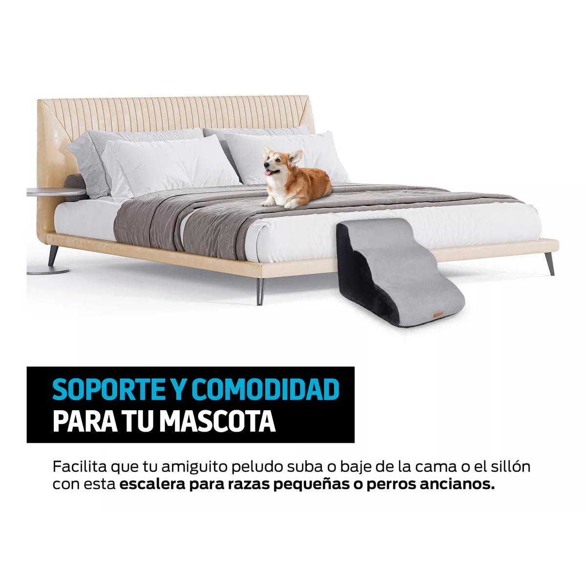 Escalera Para Perro Gato Mascotas  Antideslizante Color Gris Talle L