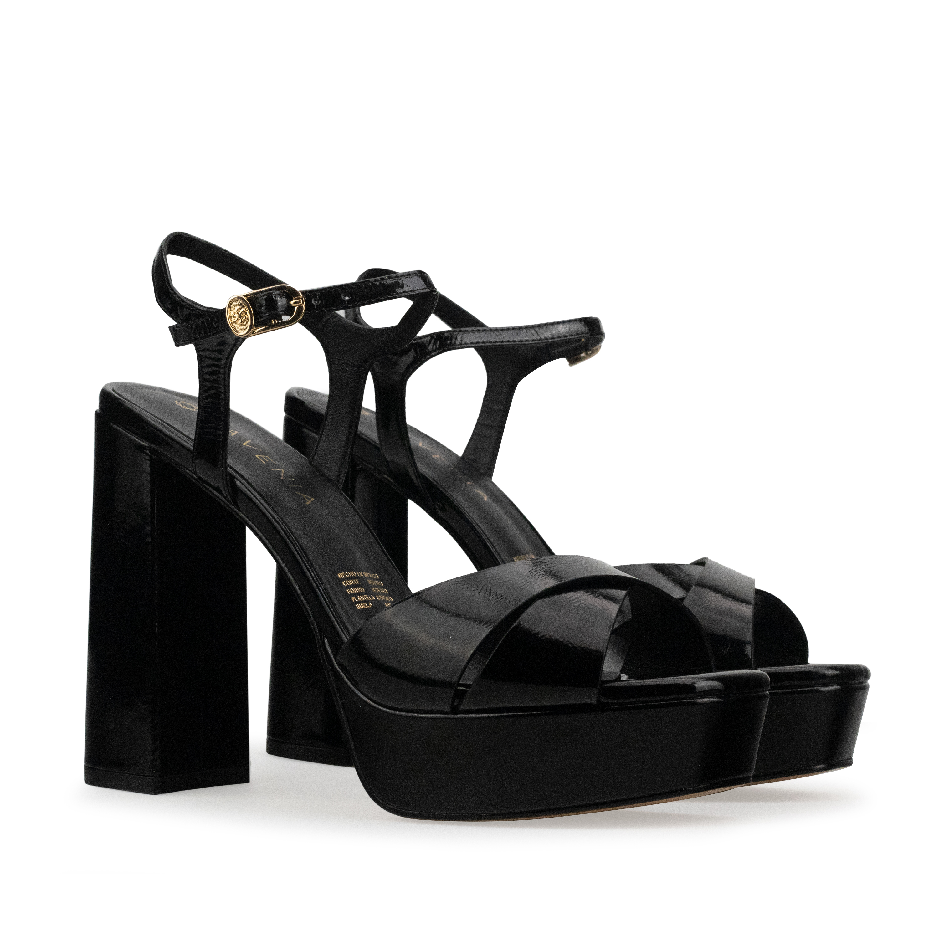 Tacones De Plataforma Para Mujer De Piel Davenia Mod. Aurora Negro