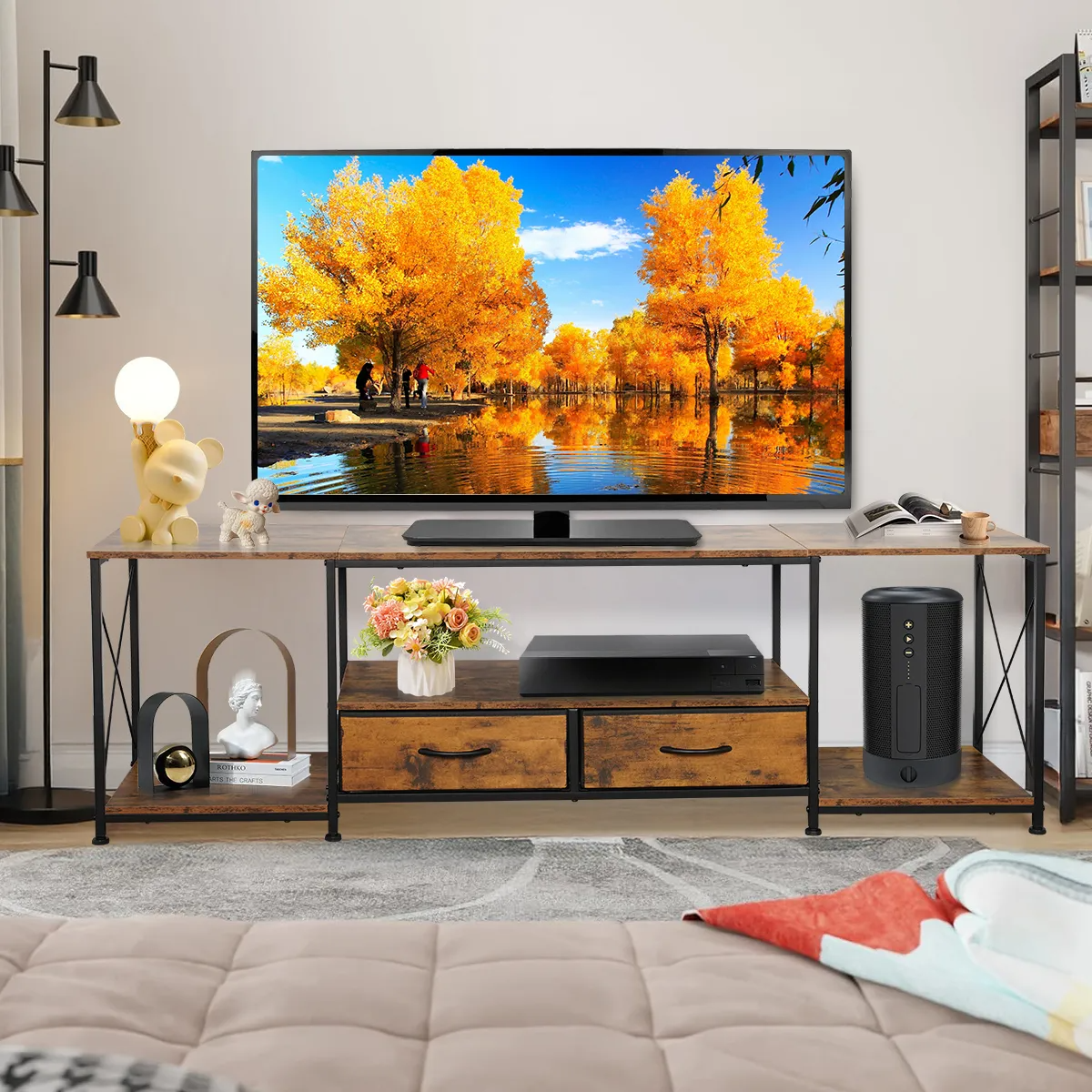 160cm Mueble Television 75 Pulgadas Modernos Con 2 Cajónes