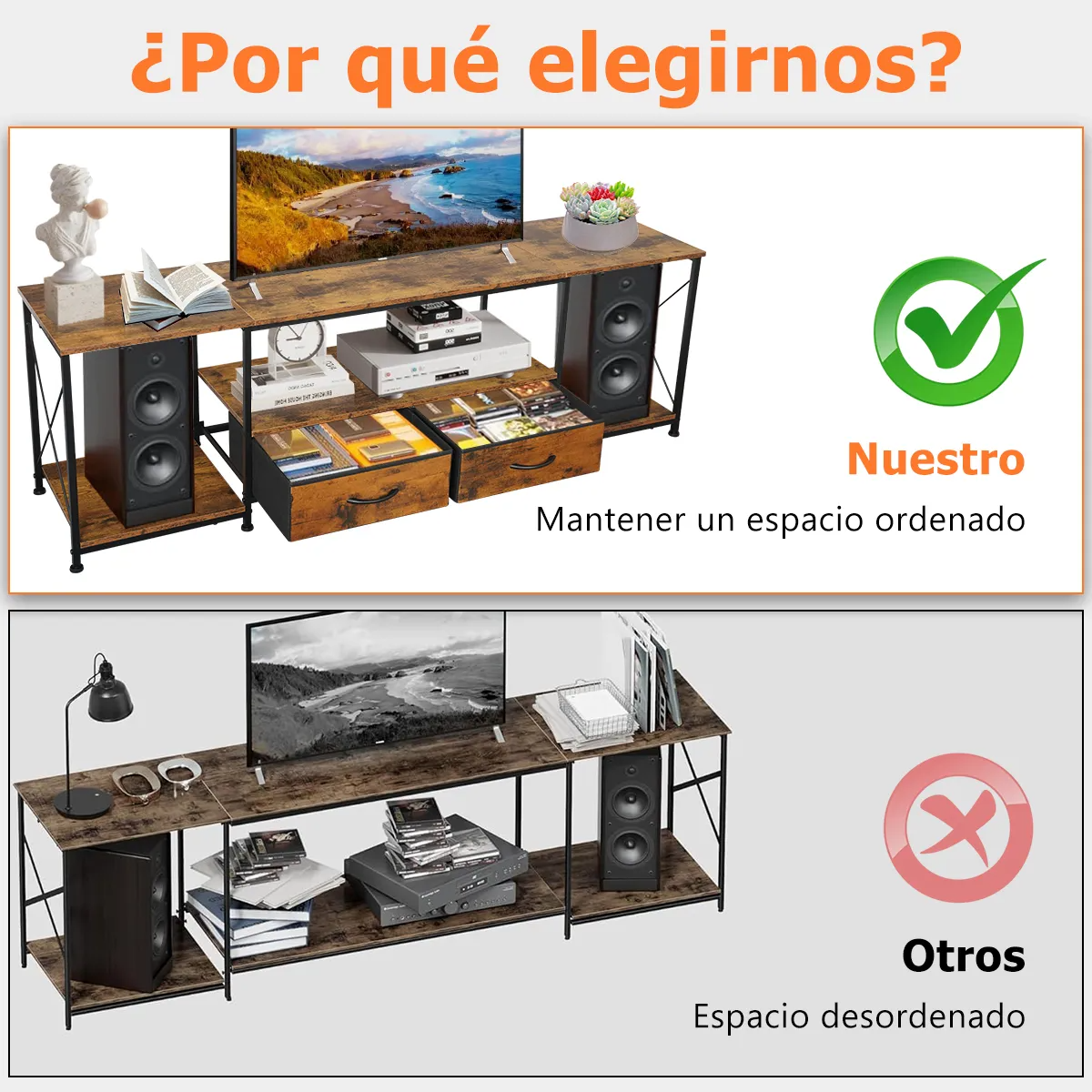 160cm Mueble Television 75 Pulgadas Modernos Con 2 Cajónes