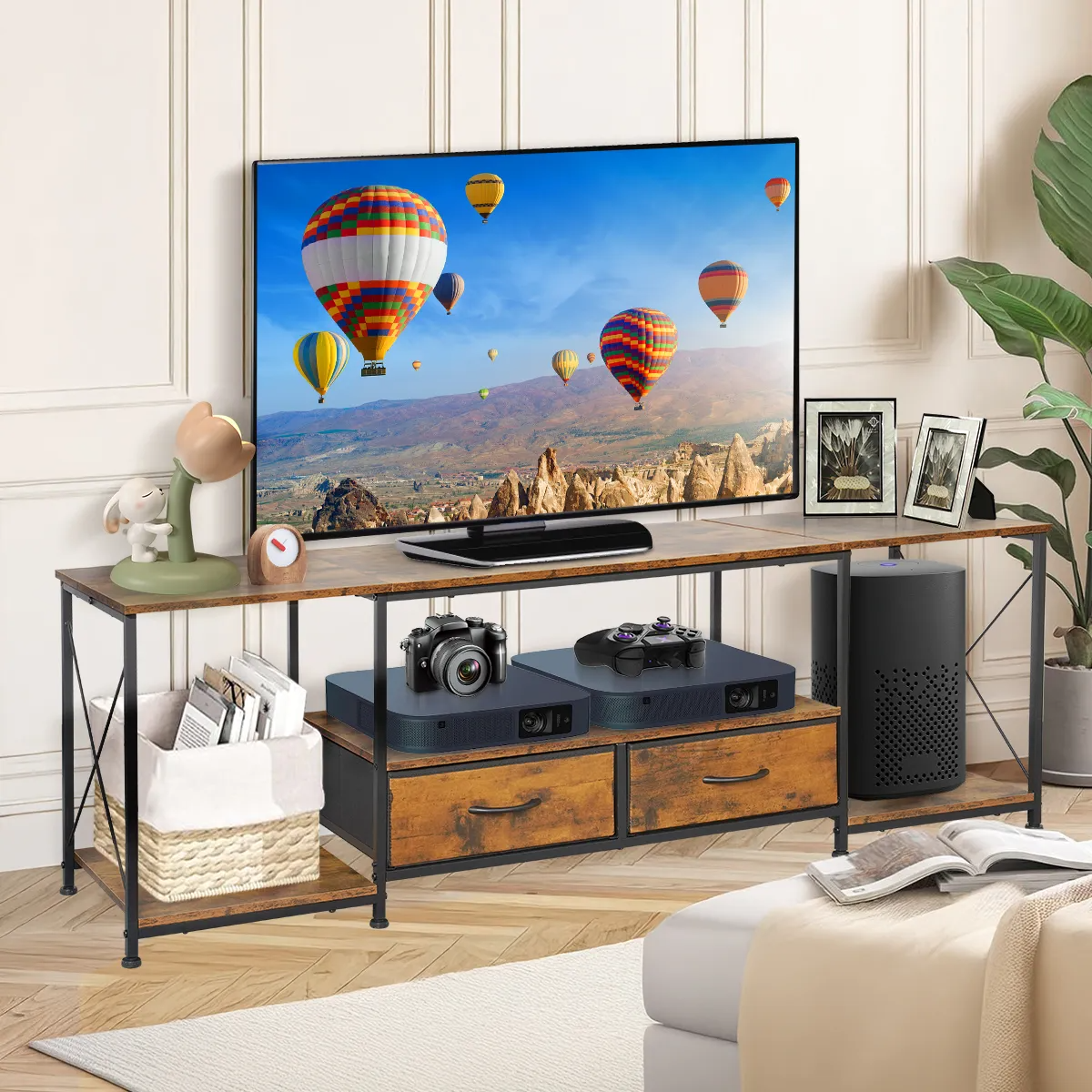 160cm Mueble Television 75 Pulgadas Modernos Con 2 Cajónes