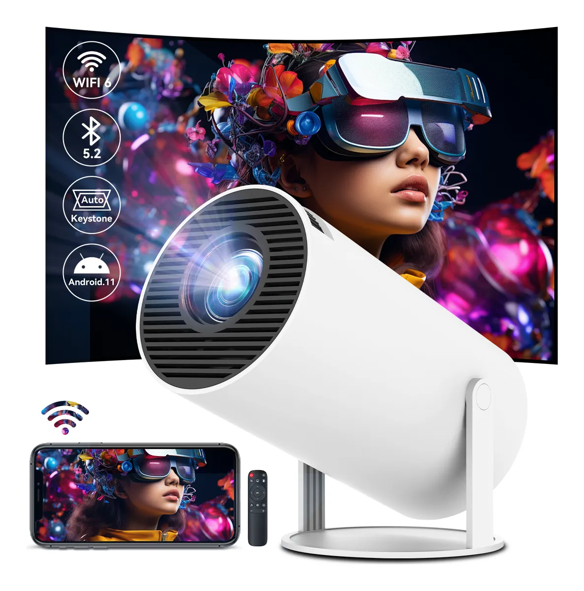 Mini Proyector Hy300 Pro 4k Android Wifi Led 1080p 10000 Lm