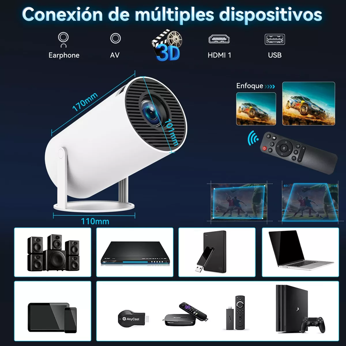 Mini Proyector Hy300 Pro 4k Android Wifi Led 1080p 10000 Lm