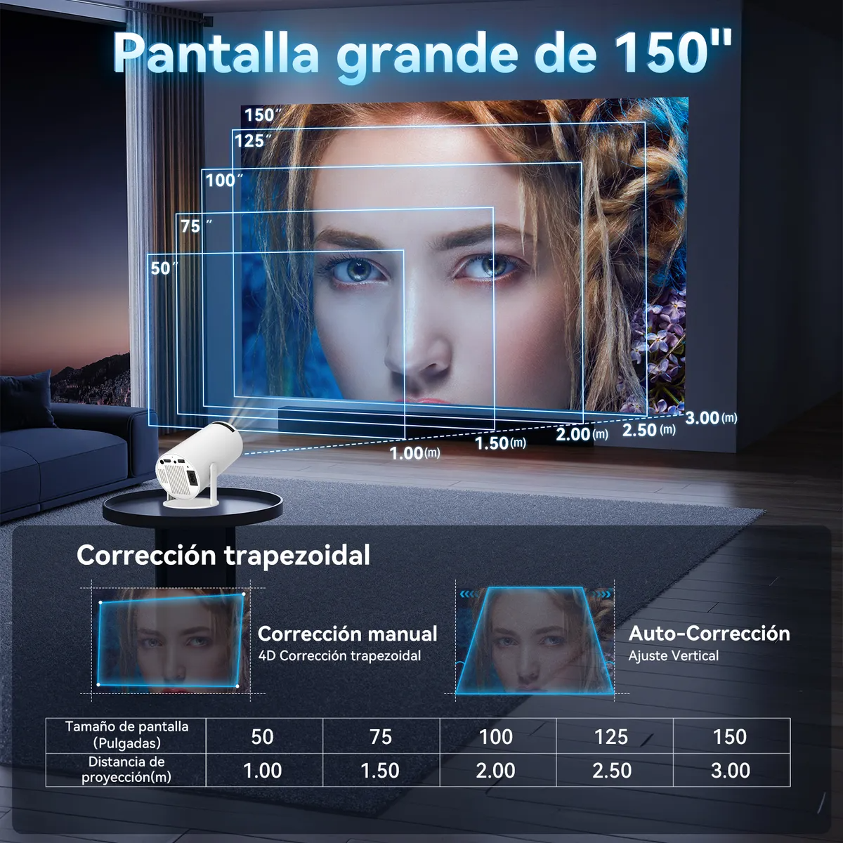 Mini Proyector Hy300 Pro 4k Android Wifi Led 1080p 10000 Lm