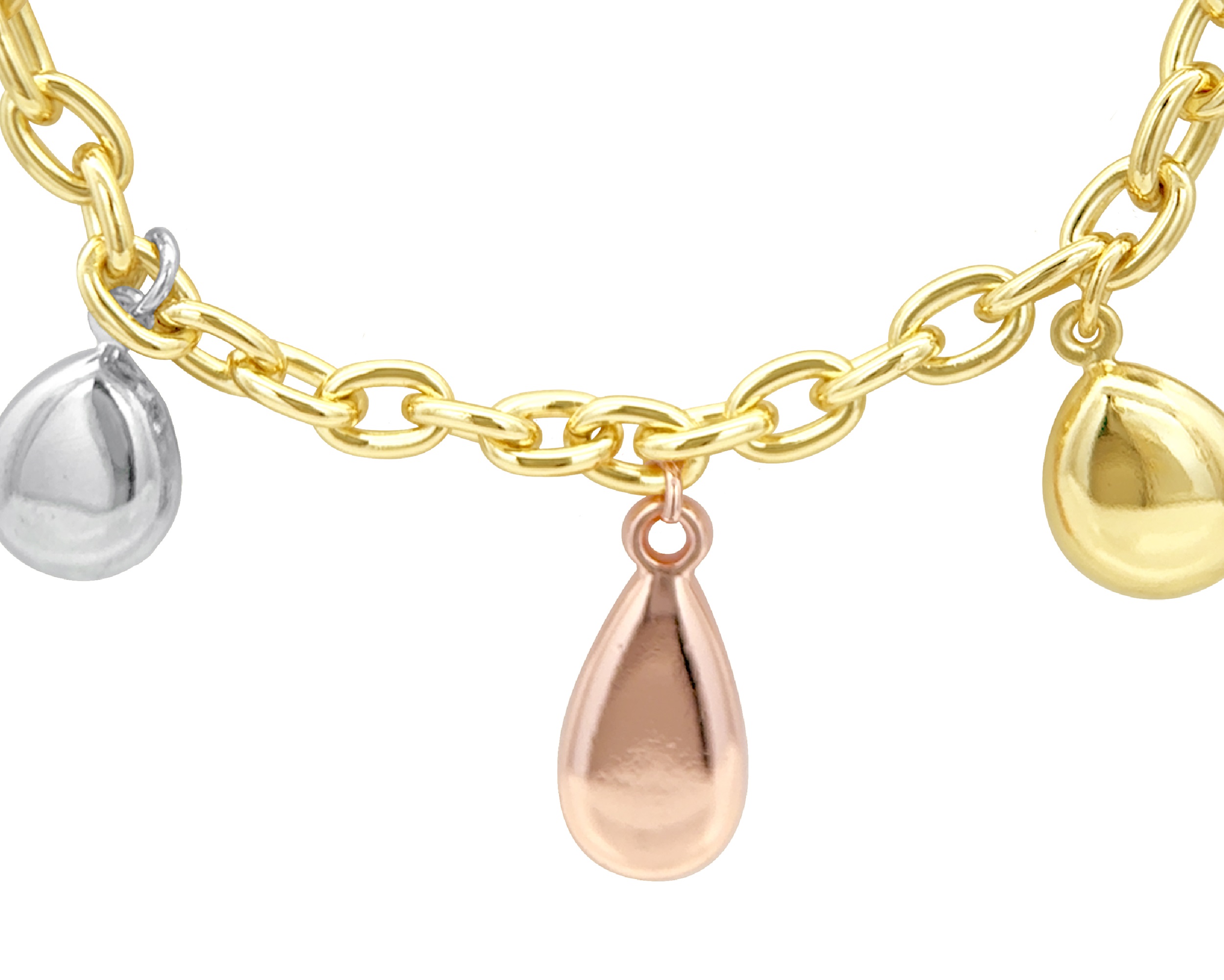 Pulsera Esclava Chapa de Oro 18K Horoz Gotitas en tono florentino en 18cm SH126