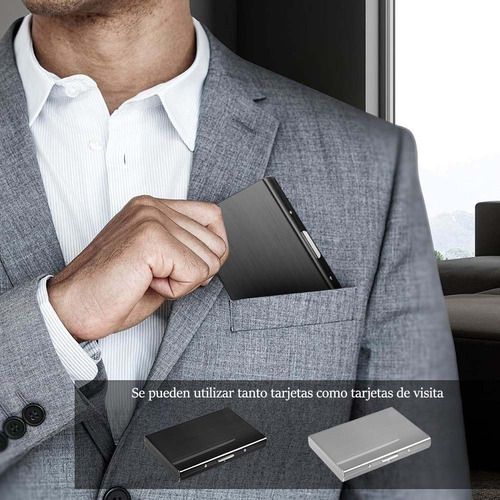 2pz Tarjetero Metal Acero Inoxidable Cartera Credito