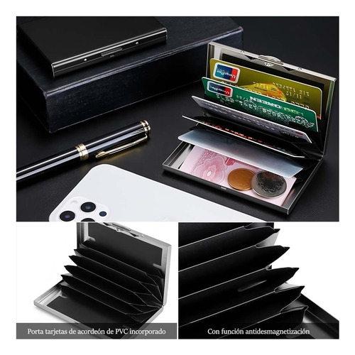 2pz Tarjetero Metal Acero Inoxidable Cartera Credito