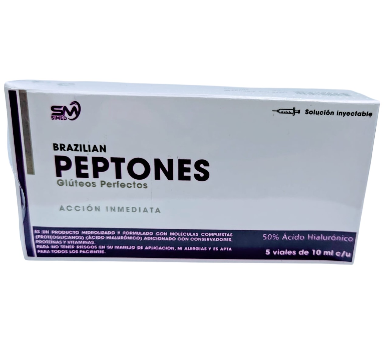 Peptonas Brasileñas SIMED Ácido Hialurónico 5x10ml Aumenta Volumen